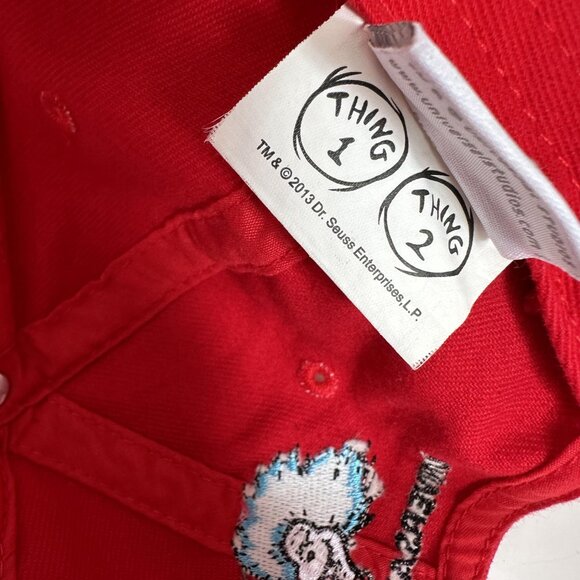 Thing 2 Baseball Hat Universal Studios Adjustable Strap Back 100% Cotton Cap Red - Picture 11 of 12